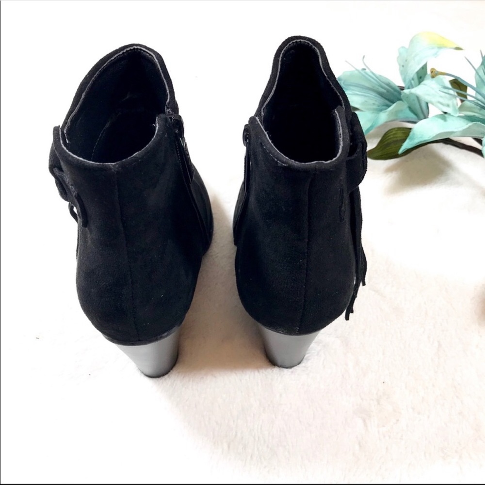 Black Suede Fringe Booties - Picture 5 of 6